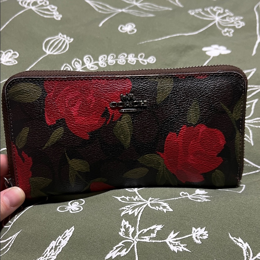 Coach Red and Green Floral Women's Wallet